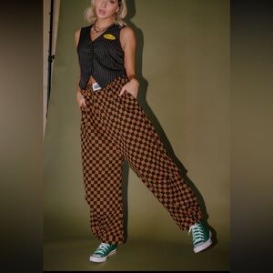 Dressed in LaLa Brown Checkered Harem Pants